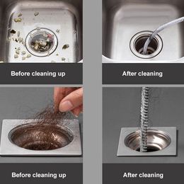 65/72cm Pipe Dredging Brush Bathroom Hair Sewer Sink Cleaning Brush Drain Cleaner Clog Plug Hole Kitchen Remover Cleaning Tools