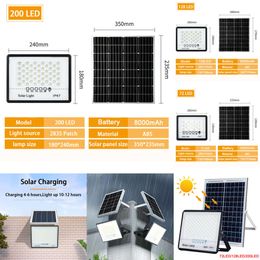 New 72/128/200Led Spotlight Waterproof Led Outdoor Lamp With Remote Control Flood Solar Street Light