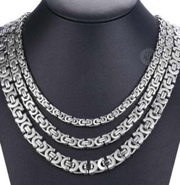 Chains 7911mm Stainless Steel Necklace For Men Women Flat Byzantine Link Chain Fashion Jewellery Gifts LKNN142407585