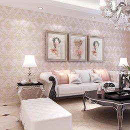 European Style Living Room Embossed Textured Wallpaper Rolls 3D Wall Paper Home Decor Background Wall Damask Wallpaper Classic