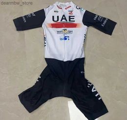 Cycling Jersey Sets 2024 UAE Uci Team Uniform Tadej Pogacar Clothing Bodysuit Short Cycling Jersey Bicyc Maillot Ropa Ciclismo Bike skinsuit Kit L48