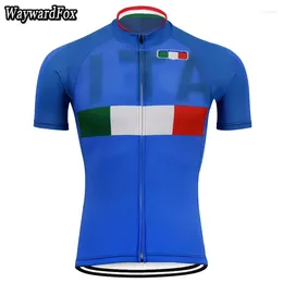 Racing Jackets Italy Men's Summer Cycling Jersey Short Sleeve Bicycle Retro Pro MTB Outdoor Sports Wear Bike Clothing Breathable