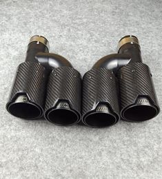 One pair H style carbon Fibre exhaust end tips auto muffler Glossy Black stainless steel for Bmw with M logo233k83050187966400
