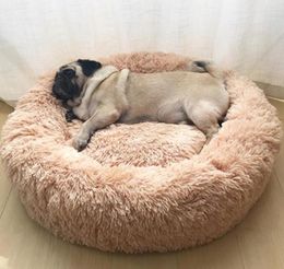L 70cm Long Plush Super Soft Pet Bed Kennel Dog Round Cat Winter Warm Sleeping Bag Puppy Cushion Mat Portable Cat Supplies8826234