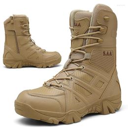 Fitness Shoes Military Boots Men Tactical Army With Side Zipper High Top Combat For Climbing Hiking 2024