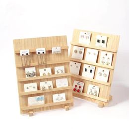 Wooden Jewelry Display Stand Desk Counter Nail Enhancement Storage Rack Multi Layer Earrings Bracelets Vertical Display Board