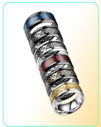 Mix 20 Pieceslot Stainless Steel Rings Whole Men Jewellery Engagement Retro Vintage Rings Dragon Rings Men Anel Wide 8mm8602347