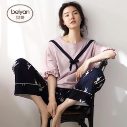 Home Clothing Ms BeiYan Summer Cotton Pajamas In Fashionable Women Trousers Of Cuff Household To Take Han Edition Can Wear Suit