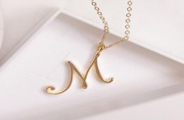 Mom love Cursive Name M English Alphabet gold silver Family friend Letters Sign Word Chain Necklaces Tiny Initial Letter pendant 2974998