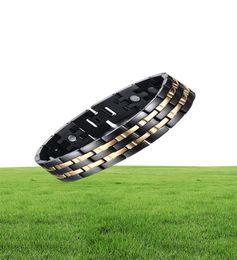 Exquisite Mens Healthy Magnetic Bracelet Gold Black Plated Energy Stainless Steel Bracelet Jewelry Therapy Bracelet Birthday Gif4343405