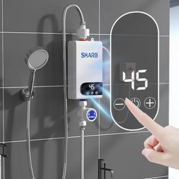 110V 220V Mini Instant Water Heater Kitchen Bathroom Wall Mounted Electric Water Heater LCD Temperature Display with Shower Set