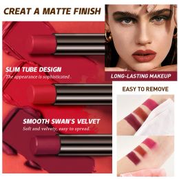 QIBEST New Velvet Matte Lipstick Long Lasting Waterproof Lipstick Non-Stick Cup Lip Stain Tint Cosmetics Lip Pencil Liner Makeup