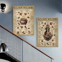Retro Kitchen Witchery Funny Art Poster Witch Kitchen Theme Canvas Painting Personalized Restaurant Design Wall Decor Picture