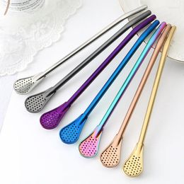 Drinking Straws Korean Stainless Steel Straw Creative Reusable Sucker Spoon Philtre For KTV Bar El Supply Metal