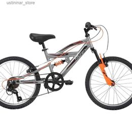 Bikes Ride-Ons 20 Mountain Bike for Boys - 6 Speed - Dual Suspension - Silver Orange Road Cycling Sports Entertainment Freight free L47