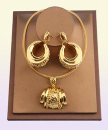 Earrings Necklace African Jewelry Set For Women Fashion Dubai Wedding Pendant Bridal Design Gold Plated Nigerian Accessory74821809352298