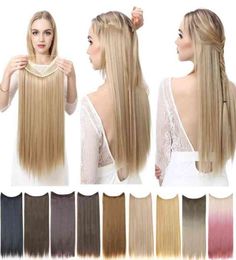 SARLA No Clip Halo Hair Extension Ombre Synthetic Artificial Natural Fake False Long Short Straight Hairpiece Blonde For Women 2204248223
