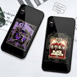 Black S-Sabbath Smart Phone Case for iPhone 14 13 12 11 XS X 8 7 6 Plus Mini Pro Max SE 2022 PC Glass Phone Cover Funda