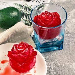 3D Rose Ice Mold Ice Block Tray Mold Flower Shape Silicone Ice Mold Ice Ball Making Rod Ice Block Making Tool Kitchen Mold