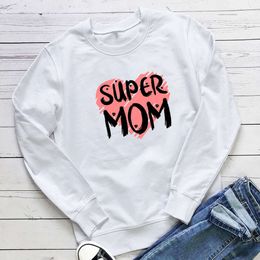 Designer Women's Hoodies Sweatshirts Hot Mothers Day Super Mom Letter Love Printed Round Neck Long Sleeved Hoodie