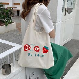 Shopping Bags Japanese Strawberry Style Tote Bag Women Shoulder Harajuku Girls Travel Handbag Eco Print Female Shopper