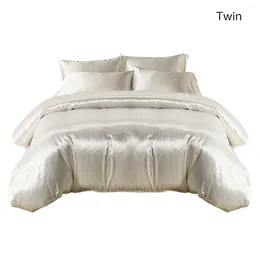 Bedding Sets 3Pcs White Gray Wash Silk Set Cover Luxury Home Textile Size Bed Bedclothes Quilt Duvet