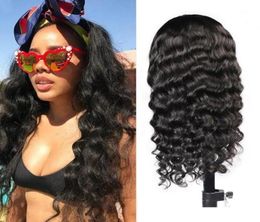 2021 Human Hair Wigs With Headbands Body Straight Water Headband Wigs Natural Colour Loose Deep Curly Machine Made Non Lace Wigs he8025096