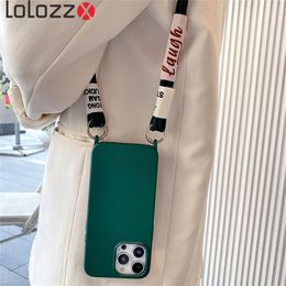 Crossbody Necklace Strap Lanyard Soft Candy Silicone Case For iPhone 15 14 Pro Max 11 12 13 XR X XS 7 8 Plus SE Shockproof Cover