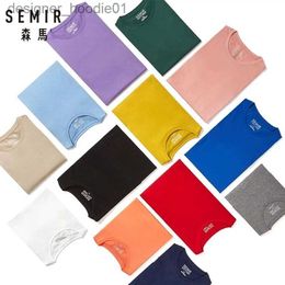 Men's Hoodies Sweatshirts SEMIR T-shirt Mens Fashion Casual Cotton T-shirt Mens White T-shirt Short sleeved Street Clothing Summer Top C240412