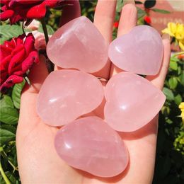 Decorative Figurines SpecimenNatural Pink Rose Quartzs Crystal Heart Chakra Healing Reiki 30mm Natural Stone Beads For Jewellery Making DIY