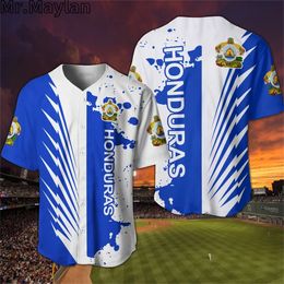 Custom Name Honduras Love Country Flag 3D Printed Black Baseball Jersey Summer Shirt Men's Tops Tee Oversized Streetwear KJ-312
