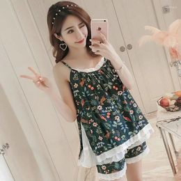 Home Clothing Casual Womens Pajamas Shorts Set Spaghetti Strap Women Lingeries O Neck Sleeping 2 Piece