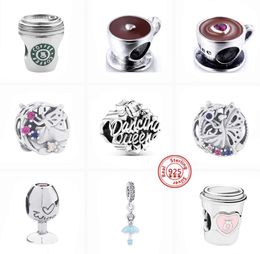 Original 925 Silver Dancing Queen Wine Coffee Cup Beads Fit Charms Silver 925 Bracelet Accessories Women DIY Jewelry4619722