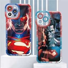 Clear Phone Case For 15 14 13 12 11 Pro Max Mini XR XS Max SE X XS 7 8 6 6S Plus Angel Eyes Shell Comic Hero Superman