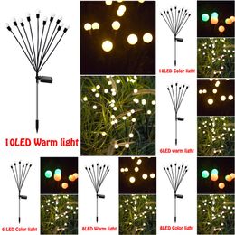 New Solar 6 8 10 LED Firefly Waterproof Sunlight Powered Landscape Lights Lawn Garden Decor Light