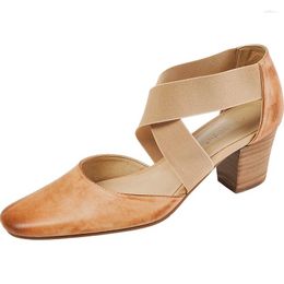 Dress Shoes Fashion Design Women Ballet Solid Colour Comfy Zapatos Para Mujer Cover Toe Ankle Strap Genuine Leather Chaussures Female