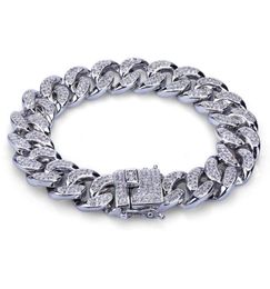 Fashion Gold Colour Plated Micro Pave Cubic Zircon Bracelet All Iced Out New night club men braclets hip hop bracelets2423337