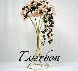 10PCS Gold Flower Vase Floor Vases Column Stand Metal Road Lead Wedding Centrepiece Flower Rack For Event Party Decoration1294140