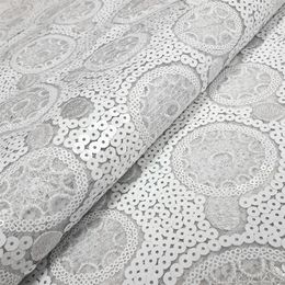 Shiny Sequins African Lace Fabric High Quality Handcut Flocking Velvet Mesh Laces For Nigerian Wedding Fabric