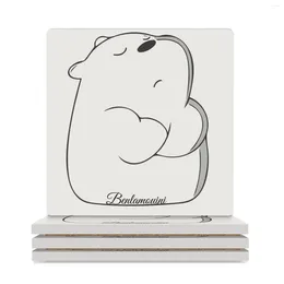 Table Mats I Don't Care The White Bear T-Shirt Ceramic Coasters (Square) Cup For Tea Pads Anti Slip Cute