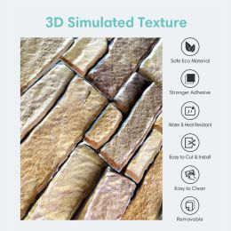 1/10pcs 3D Tile Sticker Self-adhesive Faux Stone Wall Panel Peel and Stick Kitchen Tile Backsplash Bathroom Wall Tile Sticker