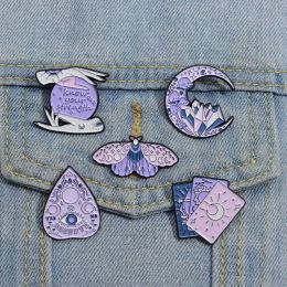 Purple Witch Enamel Pin Drift Bottle Earth Brooch Crystal Butterfly Moth Animal Rabbit Card Heart Badge Jewellery Lapel Wholesale