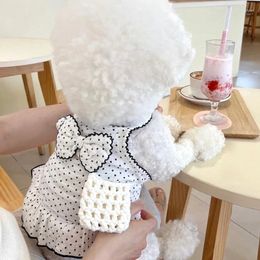 Dog Apparel Fashion Polka Dot Print Pet Skirt Teddy Summer Sling Bichon Frise Coolred Dress Poodle No Bag XS-XL