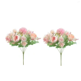 Decorative Flowers Fall Dried Floral Christmas Centrepieces For Party 2 Packs Artificial Peony Silk Hydrangea Flower El Wedding Home