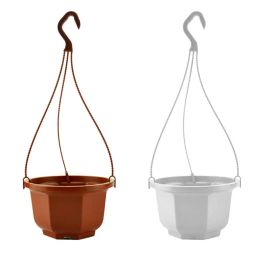 Flower Basket Reusable Heighten Plastic Hanging Planter Basket Decor Pot Flower Pots Hanging Round Garden Basket for Outdoor