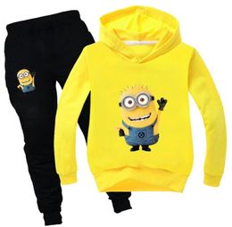 Funny Cartoon Cute Minions Baby Winter Clothes Print Kawaii Toddler Boys Girl Fall Clothing Sets Kids Yellow Outfit 2011274909294