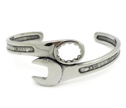 Fashion Silver Tone Metals Tools Wrench Bangle Stainless Steel Biker Bracelet Unique Designer Band Jewellery BB02209B1885319