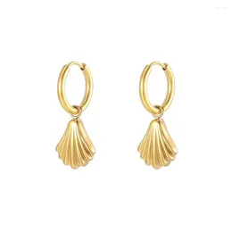 Hoop Earrings Stainless Steel 18K Gold Plated Shell Shaped Women Jewelry Gift For Him