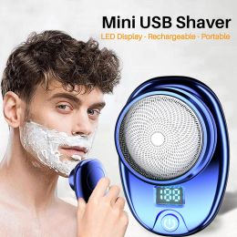 Shavers USB Mini Shaver With LED Charge Indicator Beard Trimmer Portable Electric Face Shaver Razor Men's Compact Cordless Mini Shaver