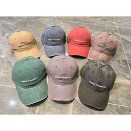 bucket hat Women's Washed Baseball Spring/summer Letter Embroidery Korean Edition Student Soft Top Fashion Couple Duck Tongue Hat Men